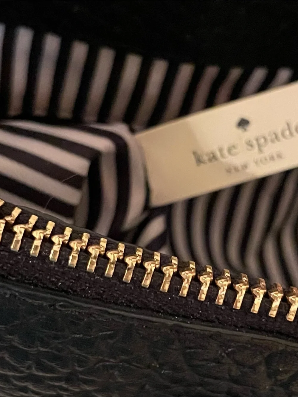 kate spade Black Pebbled Leather Satchel with Gold Accents